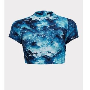 BLUE OCEAN WIRELESS CROP RASH GUARD NWOT
